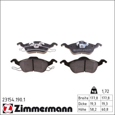 Zimmermann Bremsbelagsatz, Scheibenbremse 23154.190.1