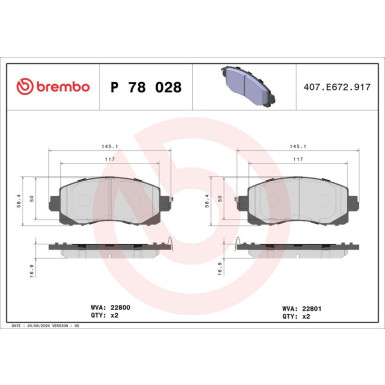 Brembo Bremsbelagsatz, Scheibenbremse PRIME LINE P 78 028