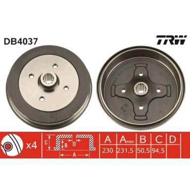 TRW | Bremstrommel | DB4037