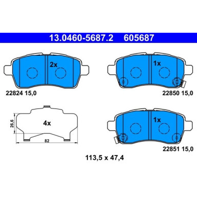13.0460-5687.2 Bremsbelagsatz, Scheibenbremse