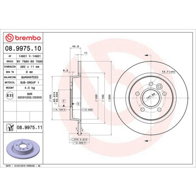 Brembo | Bremsscheibe | 08.9975.11