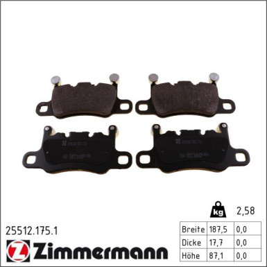 Zimmermann Bremsbelagsatz, Scheibenbremse 25512.175.1