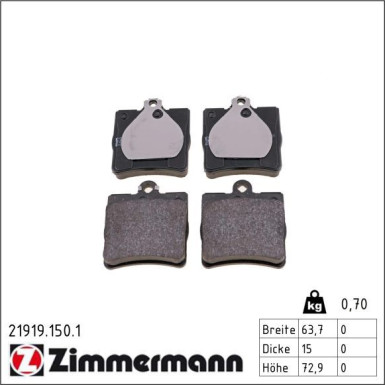 Zimmermann Bremsbelagsatz, Scheibenbremse 21919.150.1