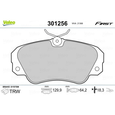 Valeo | Bremsbelagsatz, Scheibenbremse | 301256