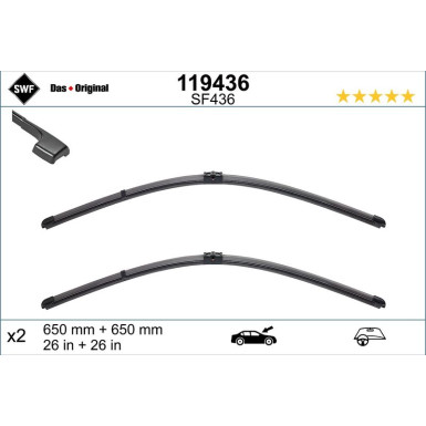 SWF Wischblatt Scheibenwischer DAS ORIGINAL SET 119436 SWF Wischblatt Scheibenwischer DAS ORIGINAL SET 119436