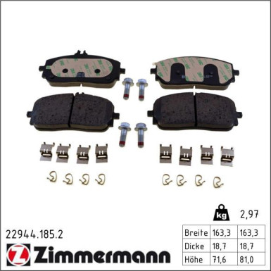 Zimmermann Bremsbelagsatz, Scheibenbremse 22944.185.2