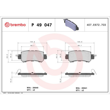 Brembo Bremsbelagsatz, Scheibenbremse PRIME LINE P 49 047