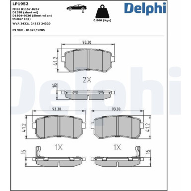 LP1952 Bremsbelagsatz, Scheibenbremse