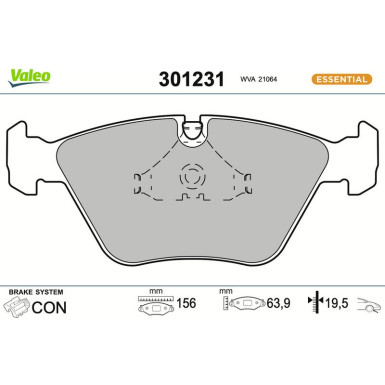 Valeo Bremsbelagsatz, Scheibenbremse ESSENTIAL 301231
