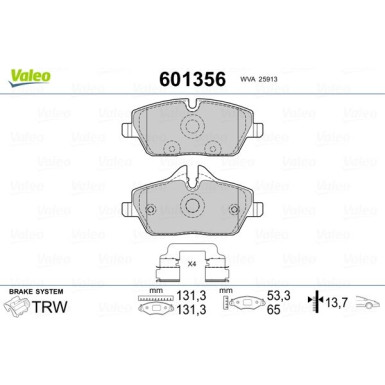 Valeo | Bremsbelagsatz, Scheibenbremse | 601356