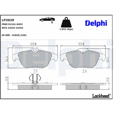 Delphi | Bremsbelagsatz, Scheibenbremse | LP2029