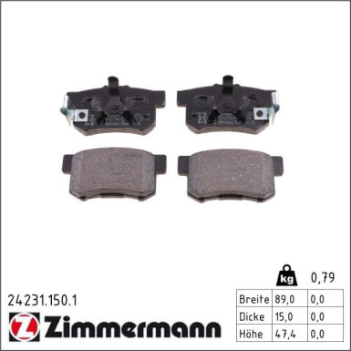 Zimmermann Bremsbelagsatz, Scheibenbremse 24231.150.1