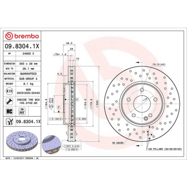 09.8304.1X Bremsscheibe XTRA LINE - Xtra