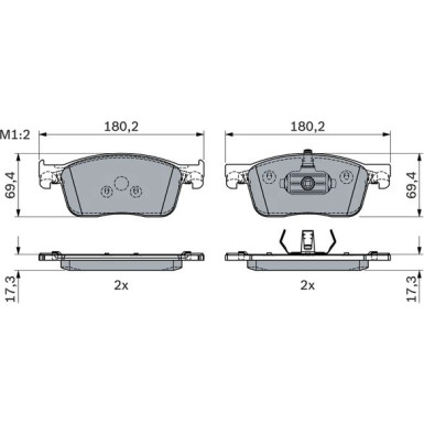BOSCH | Bremsbelagsatz, Scheibenbremse | 0 986 424 436