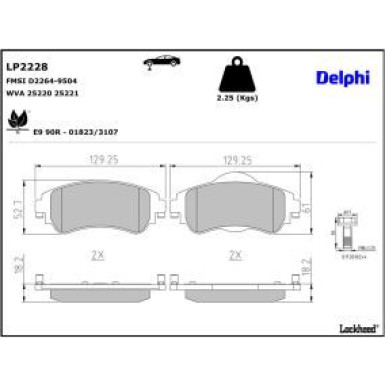 Delphi Bremsbelagsatz, Scheibenbremse LP2228