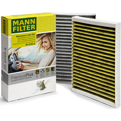 MANN-FILTER FP 2722-2 Innenraumfilter FreciousPlus Aktivkohlefilter mit Polyphenol, antibakteriell, Feinstaubfilter (PM 2.5)
