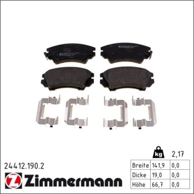 Zimmermann Bremsbelagsatz, Scheibenbremse 24412.190.2