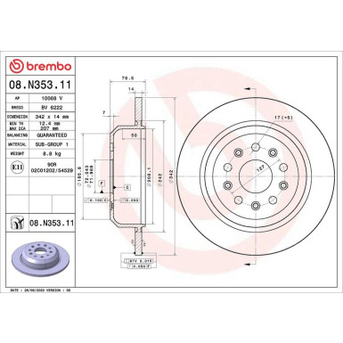 Brembo Bremsscheibe PRIME LINE - UV Coated 08.N353.11