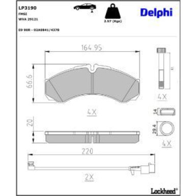 Delphi Bremsbelagsatz, Scheibenbremse LP3190