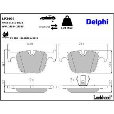 Delphi Bremsbelagsatz, Scheibenbremse LP2494