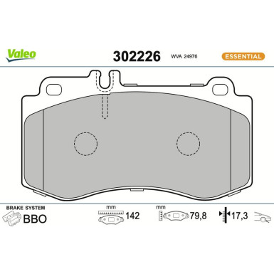 Valeo Bremsbelagsatz, Scheibenbremse ESSENTIAL 302226