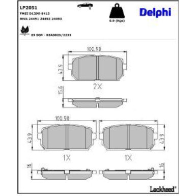 Delphi Bremsbelagsatz, Scheibenbremse LP2051