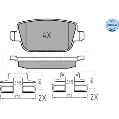 025 245 3716 Bremsbelagsatz, Scheibenbremse MEYLE-ORIGINAL: True to OE.