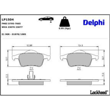 Delphi Bremsbelagsatz, Scheibenbremse LP1504