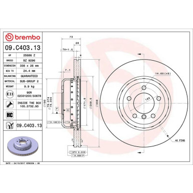 09.C403.13 Bremsscheibe PRIME LINE - Composite