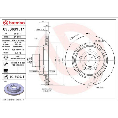 Brembo Bremsscheibe PRIME LINE - UV Coated 09.8699.11