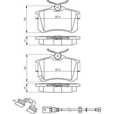 BOSCH Bremsbelagsatz, Scheibenbremse 0 986 494 598