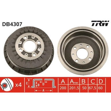 TRW | Bremstrommel | DB4307