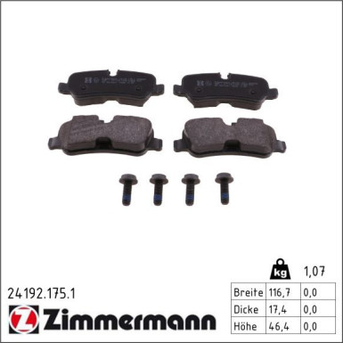 Zimmermann Bremsbelagsatz, Scheibenbremse 24192.175.1