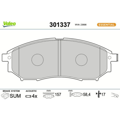 Valeo | Bremsbelagsatz, Scheibenbremse | 301337