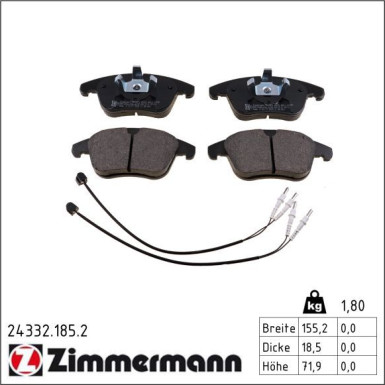 Zimmermann Bremsbelagsatz, Scheibenbremse 24332.185.2