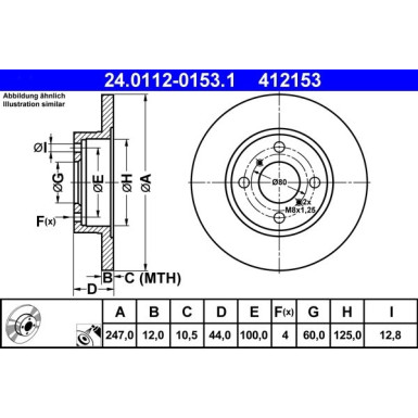 ATE | Bremsensatz, Scheibenbremse | 24.0112-0153.1 + 13.0460-3995.2