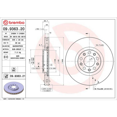 Brembo Bremsscheibe PRIME LINE - UV Coated 09.9363.21