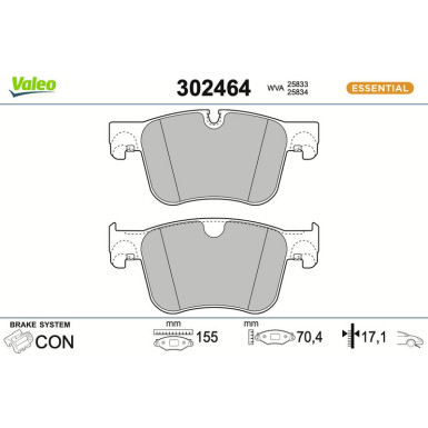 Valeo Bremsbelagsatz, Scheibenbremse ESSENTIAL 302464
