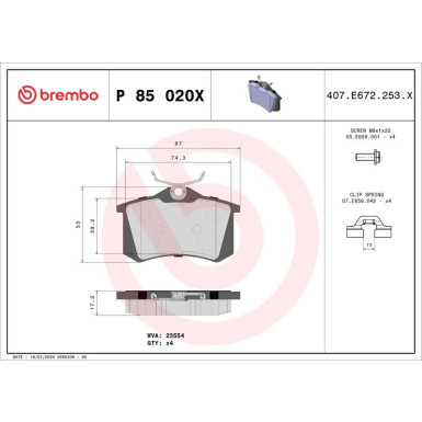 Brembo Bremsbelagsatz, Scheibenbremse XTRA LINE P 85 020X
