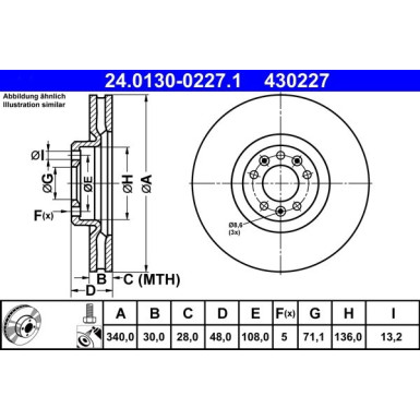 ATE | Bremsscheibe | 24.0130-0227.1
