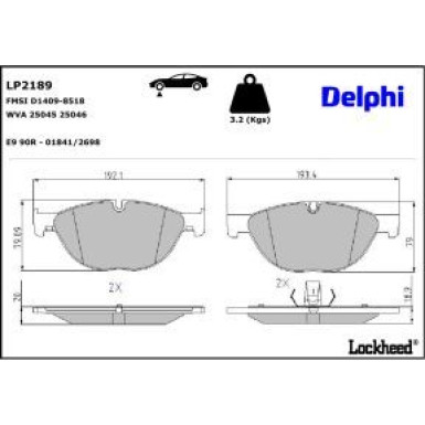 Delphi Bremsbelagsatz, Scheibenbremse LP2189