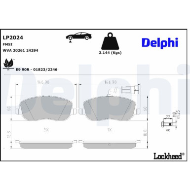 Delphi | Bremsbelagsatz, Scheibenbremse | LP2024 Delphi | Bremsbelagsatz, Scheibenbremse | LP2024
