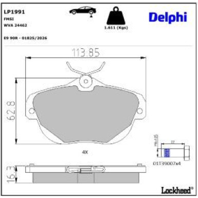 Delphi Bremsbelagsatz, Scheibenbremse LP1991