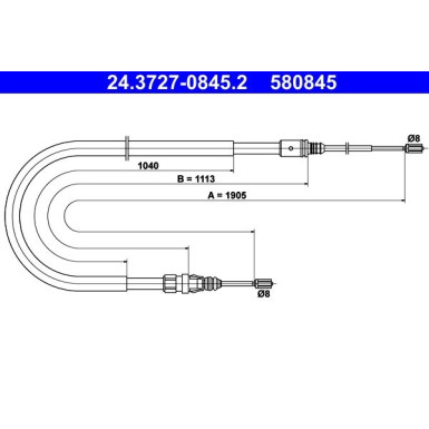 2 x ATE Seilzug, Feststellbremse | 24.3727-0845.2
