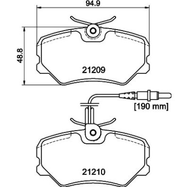 Hella | Bremsbelagsatz, Scheibenbremse | 8DB 355 017-741