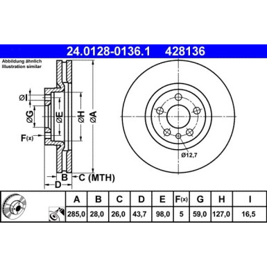 ATE | Bremsscheibe | 24.0128-0136.1