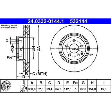 ATE Bremsscheibe PowerDisc 24.0332-0144.1