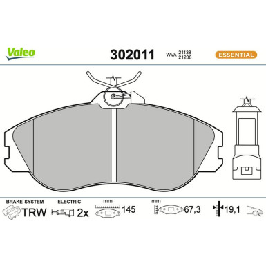 302011 Bremsbelagsatz, Scheibenbremse ESSENTIAL