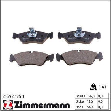 Zimmermann Bremsbelagsatz, Scheibenbremse 21592.185.1