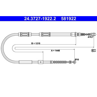 24.3727-1922.2 Seilzug, Feststellbremse 24.3727-1922.2 Seilzug, Feststellbremse